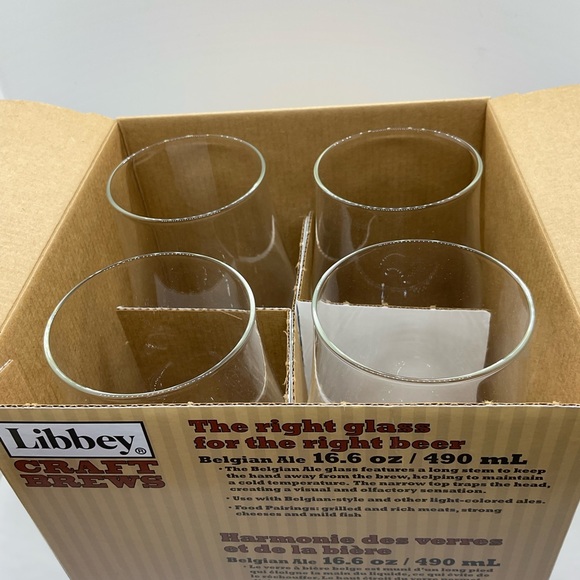 Libbey Craft Brews Belgian Ale Beer Glasses, Set of 4, NIB - Picture 3 of 4